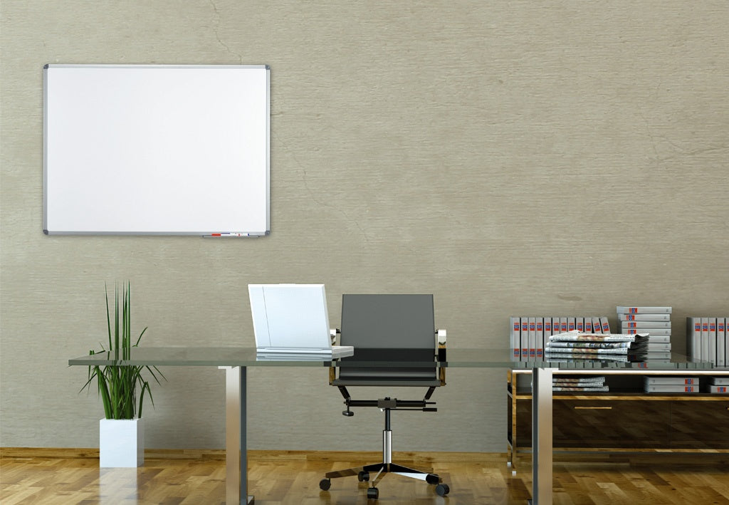 MAUL Whiteboard – 240 × 120 cm, lackierter Stahl, magnetisch, Aluminiumrahmen, grau