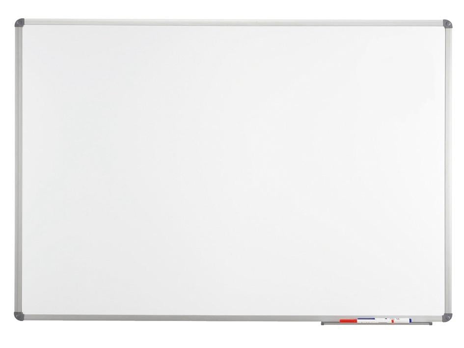 MAUL Whiteboard – 120 × 90 cm, Emaille, magnetisch, Aluminiumrahmen, Wandmontage, inkl. Montageset, 2 Marker