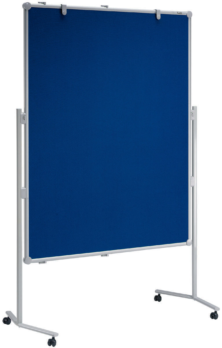 MAUL Pinnwand – Filz, magnetisch, Alurahmen – 120 × 150 cm, weiss/blau