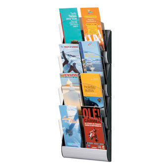 PaperFlow Wandprospekthalter 4 Fächer DL – Polystyrol, silber – K540655