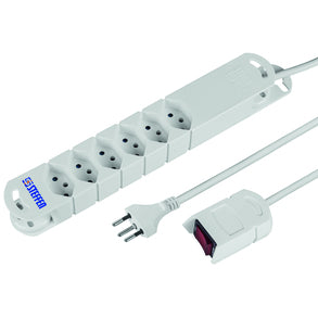 Steffen STEBA VARIABL Steckdosenleiste – 6× T13, 2 m, mit Schalter, Weiss