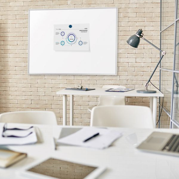 Franken Whiteboard – 180 × 90 cm, lackierter Stahl, magnetisch, Aluminiumrahmen, silbereloxiert, Wandmontage