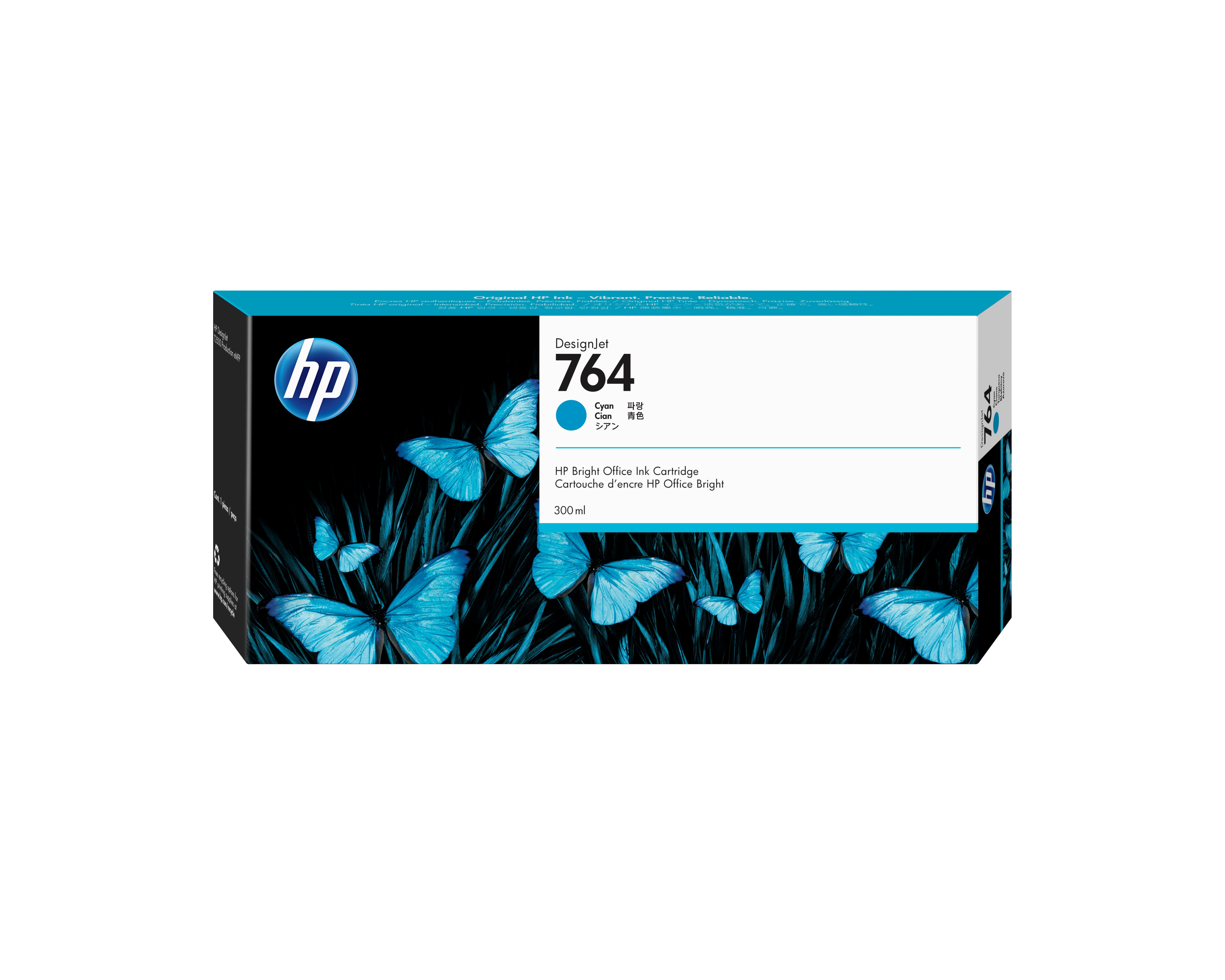 HP 764 Cyan Tintenpatrone (Original) – 300 ml – für HP DesignJet T3500 – C1Q13A