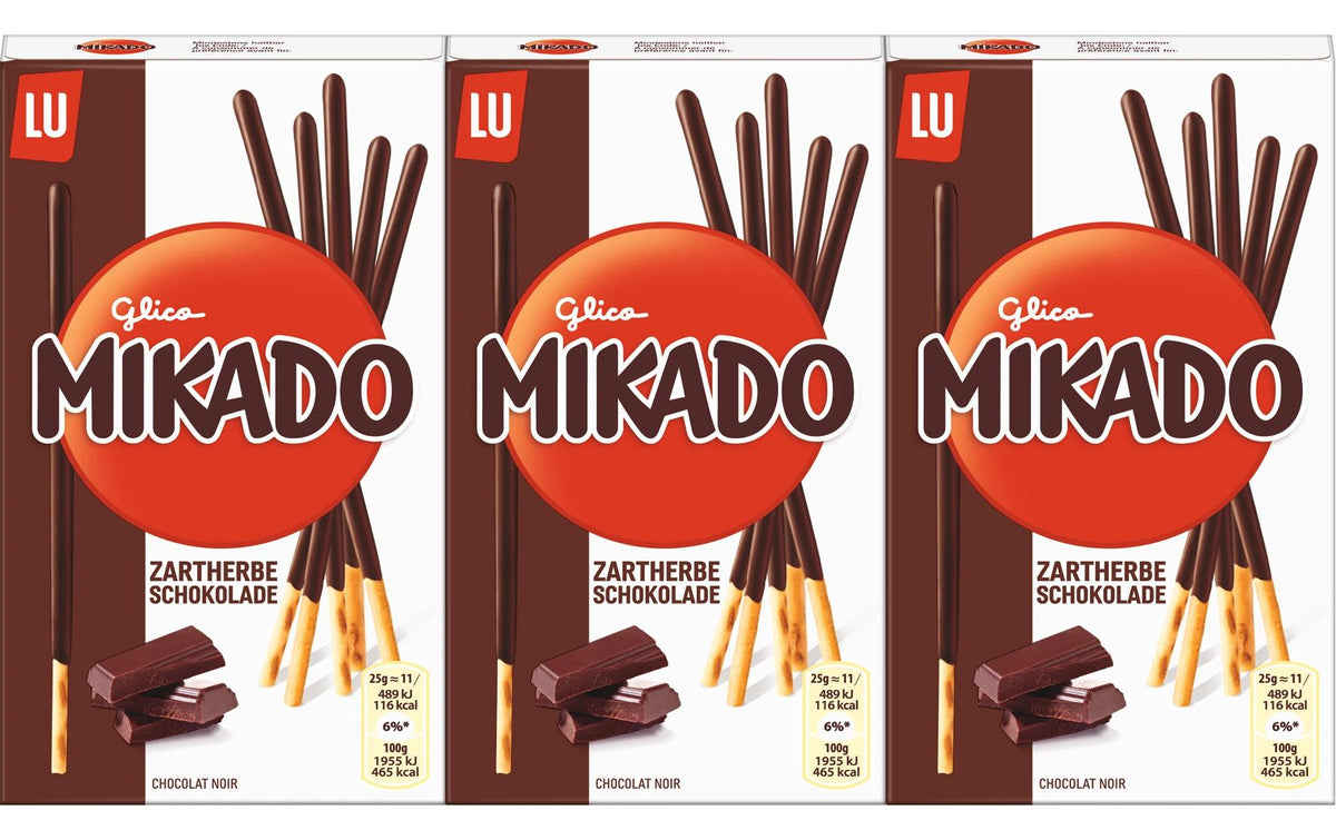 Lu Mikado Guetzli – Dunkel Trio – 3 × 75 g