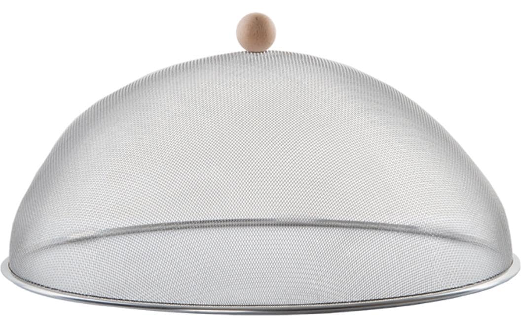 Esschert Design Lebensmittelabdeckung, Ø 43 × 21,9 cm, Edelstahl/Holz, Silber