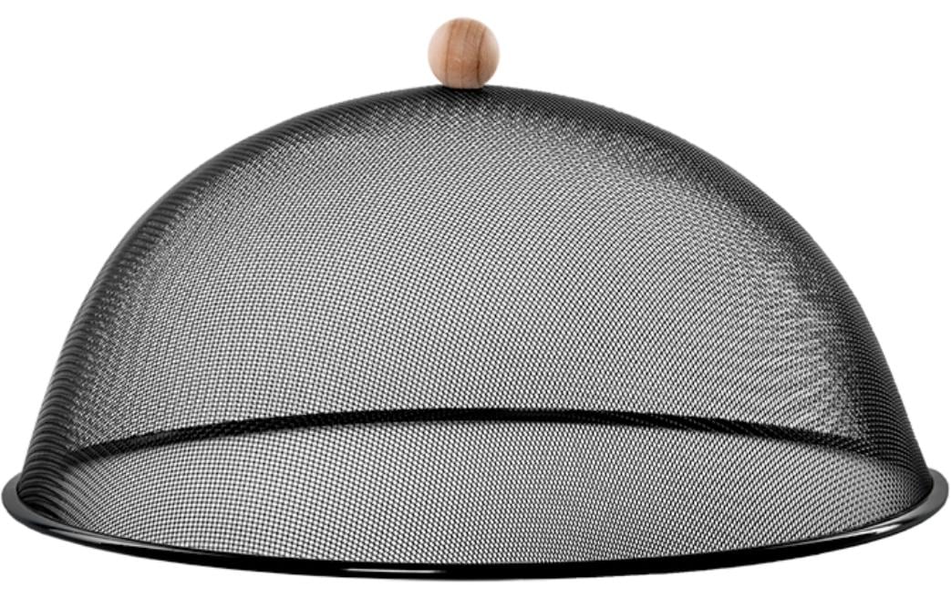 Esschert Design Lebensmittelabdeckung, Ø 43 × 21,9 cm, Edelstahl/Buchenholz, Schwarz