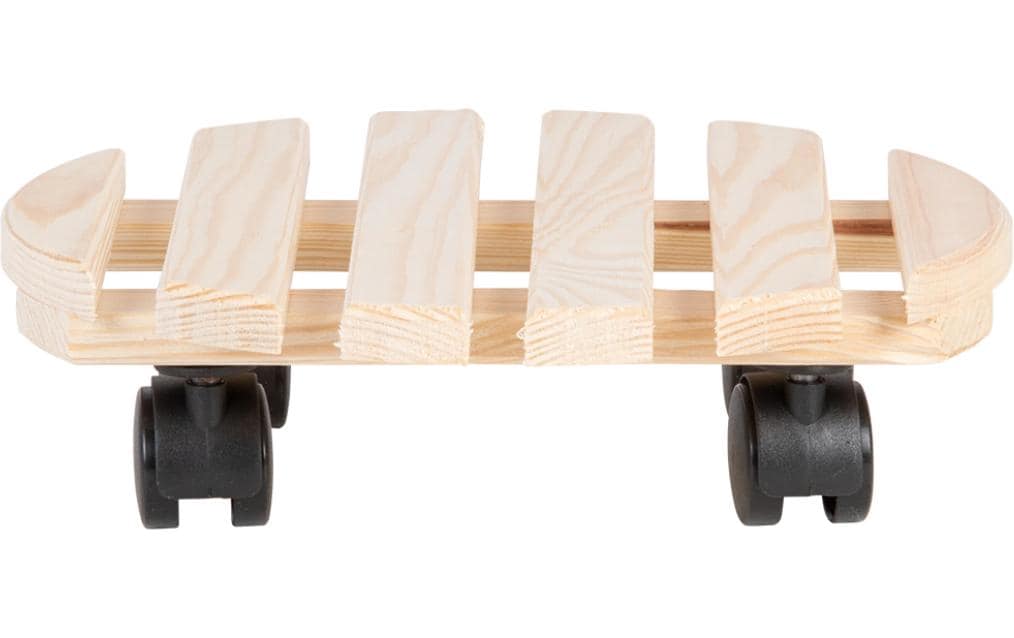 Esschert Design Blumenkübeluntersetzer – Kiefernholz/Polyamid/Polypropylen – Schwarz/Natur – 4 Rollen – Ø 287