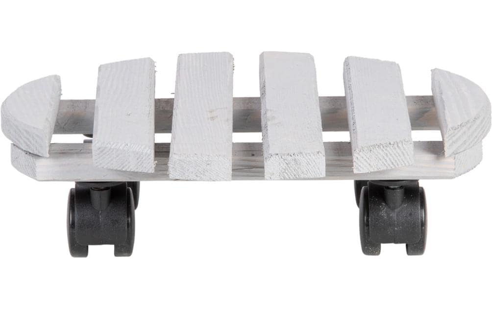 Esschert Design Pflanzentrolley – Holz/Polyamid/Polypropylen – Grau/Schwarz – 4 Rollen – Ø 287 × 80 mm