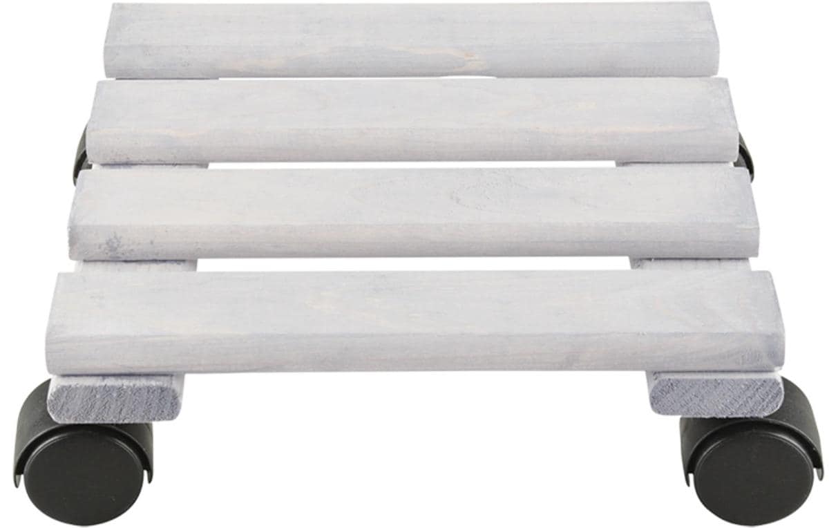 Esschert Design Pflanzentrolley – Kiefernholz/Polyamid – Hellgrau/Schwarz – 4 Rollen – 241 × 76 × 241 mm