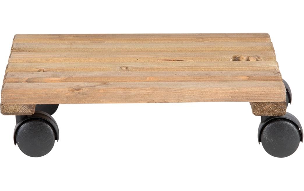 Esschert Design Blumenkübeluntersetzer – Kiefernholz – Braun – mit 4 Schwenkrollen – 291 × 80 × 291 mm