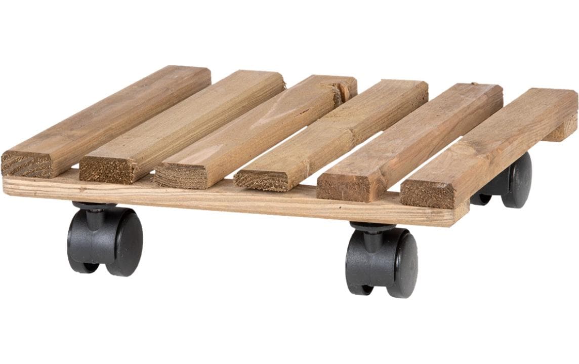 Esschert Design Blumenkübeluntersetzer – Kiefernholz – Braun – mit 4 Schwenkrollen – 291 × 80 × 291 mm