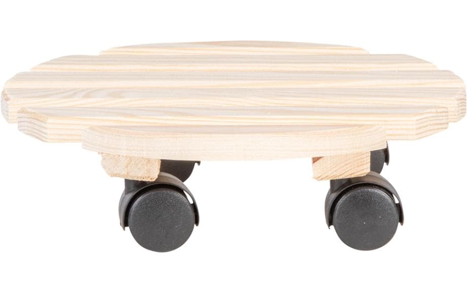 Esschert Design Blumenkübeluntersetzer – Kiefernholz/Polyamid/Polypropylen – Schwarz/Natur – 4 Rollen – Ø 287