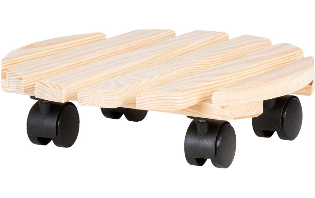 Esschert Design Blumenkübeluntersetzer – Kiefernholz/Polyamid/Polypropylen – Schwarz/Natur – 4 Rollen – Ø 287