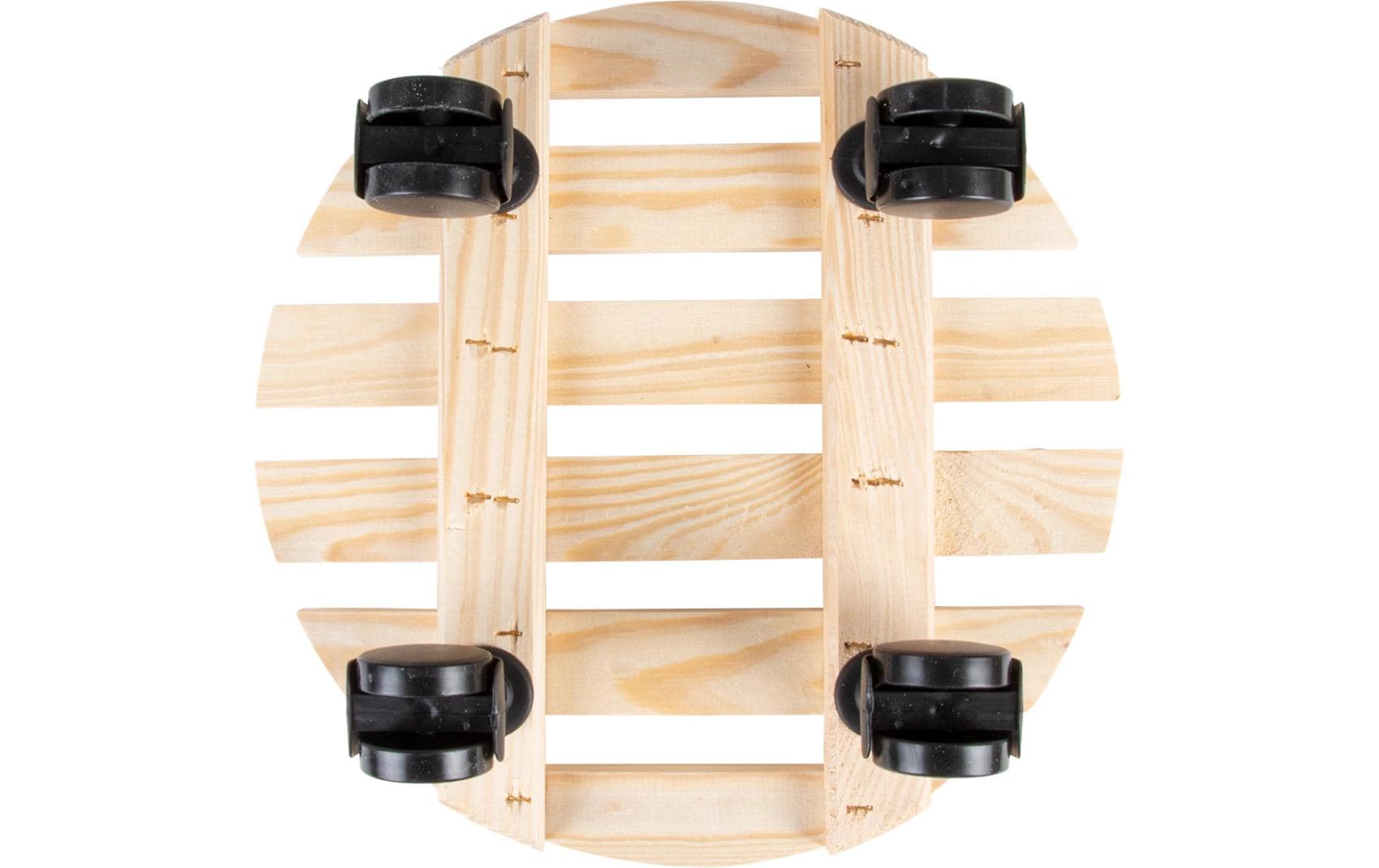Esschert Design Blumenkübeluntersetzer – Kiefernholz/Polyamid/Polypropylen – Schwarz/Natur – 4 Rollen – Ø 287