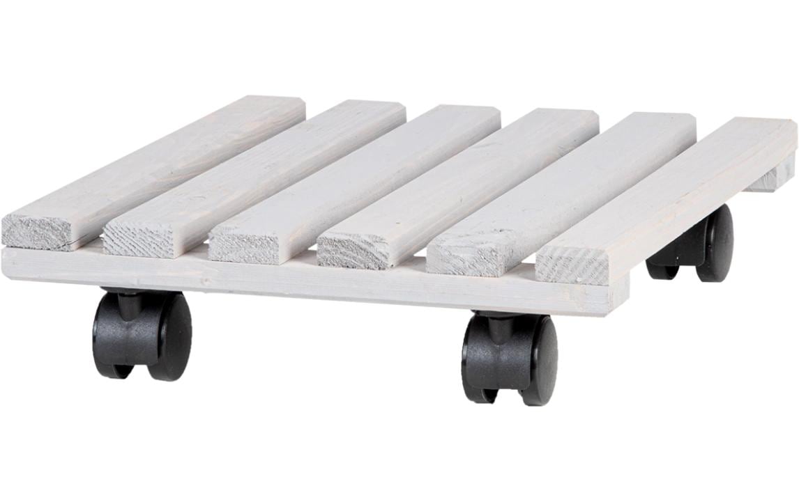 Esschert Design Blumenkübeluntersetzer – Kieferholz/PA/PP – Grau/Schwarz – mit Rollen – 292 × 85 × 292 mm