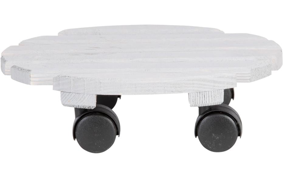 Esschert Design Pflanzentrolley – Holz/Polyamid/Polypropylen – Grau/Schwarz – 4 Rollen – Ø 287 × 80 mm