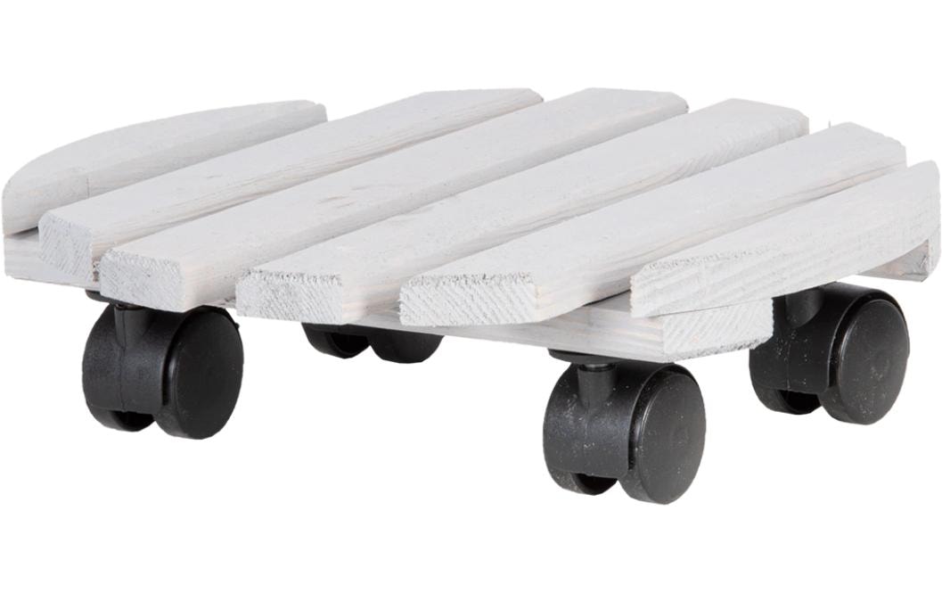Esschert Design Pflanzentrolley – Holz/Polyamid/Polypropylen – Grau/Schwarz – 4 Rollen – Ø 287 × 80 mm