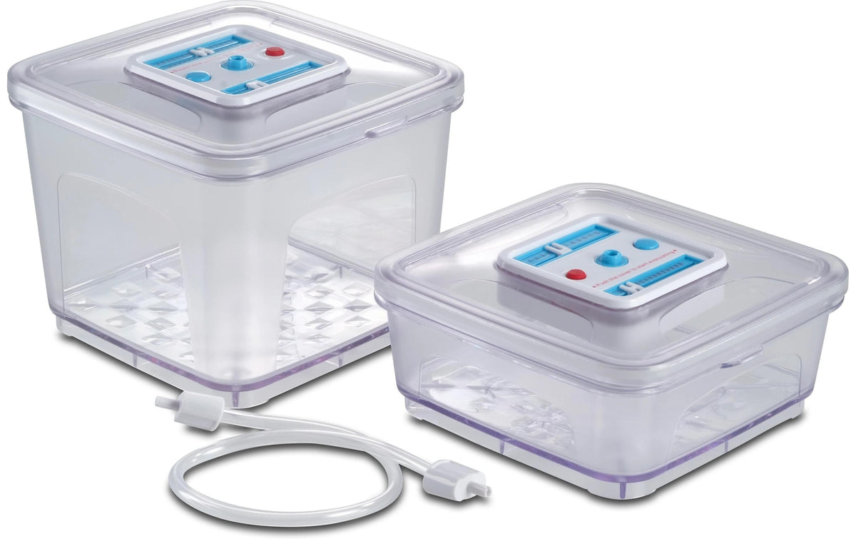 Solis Vakuumbehälter (eckig) 1 l + 2,8 l – für Vakuumversiegelungssysteme, 2 Stk., Kunststoff, Transparent