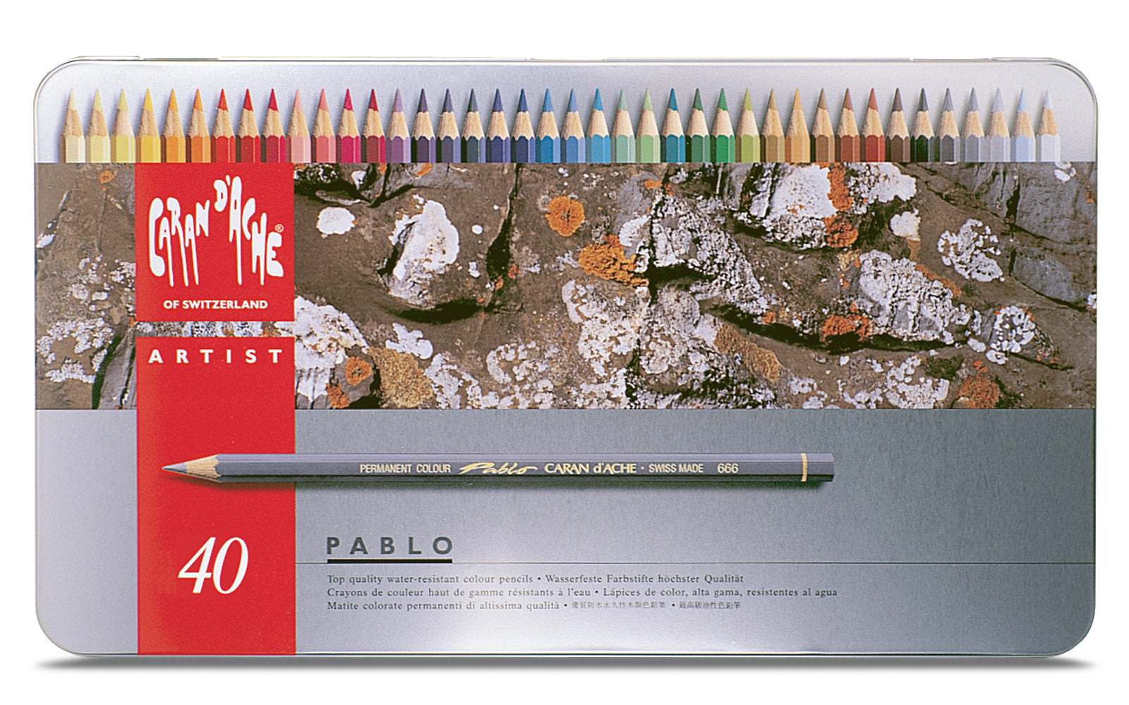 Caran d-Ache Caran d'Ache Buntstifte Pablo – 40 Farben, im Metalletui, Ø 3,8 mm, FSC