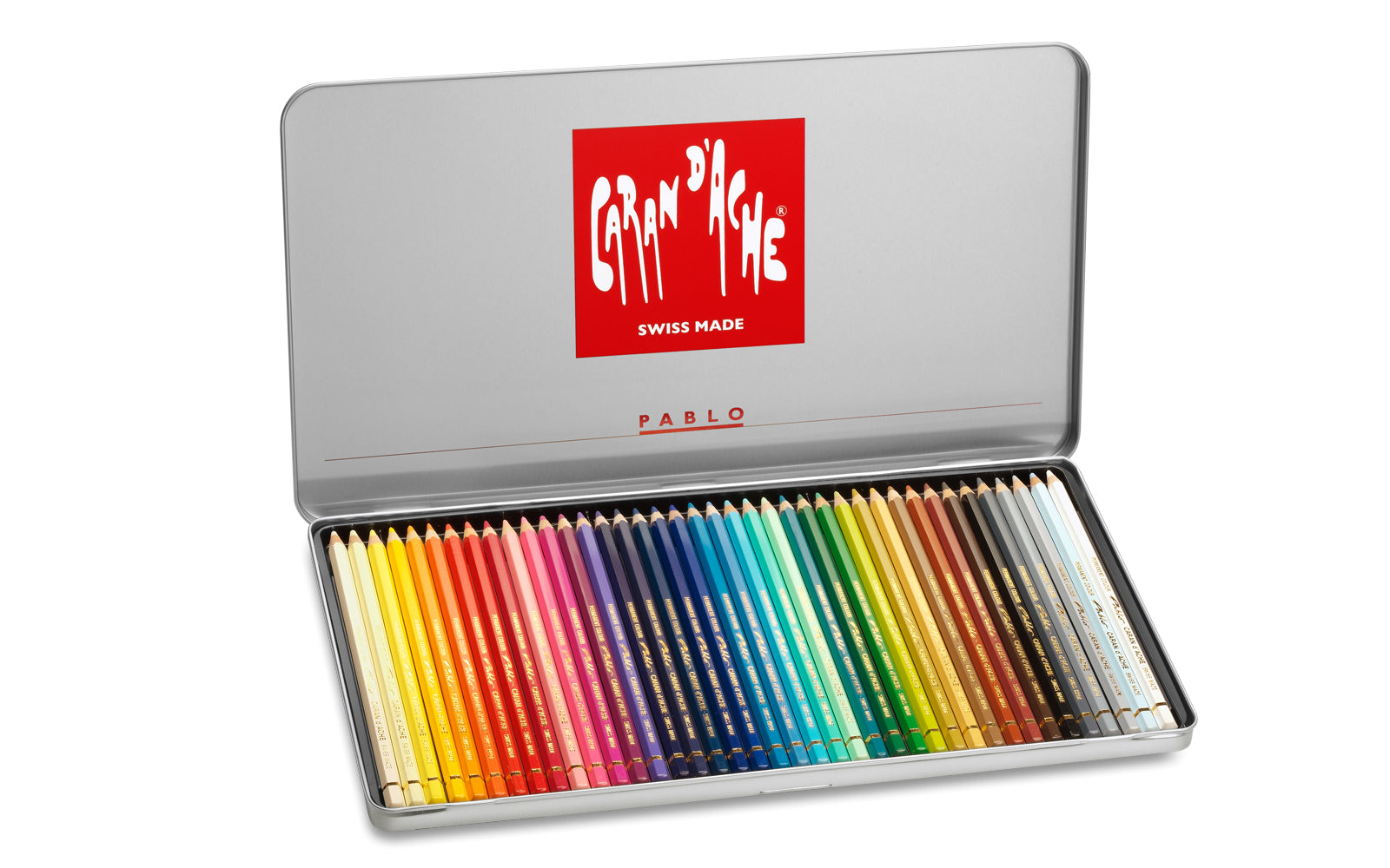 Caran d-Ache Caran d'Ache Buntstifte Pablo – 40 Farben, im Metalletui, Ø 3,8 mm, FSC