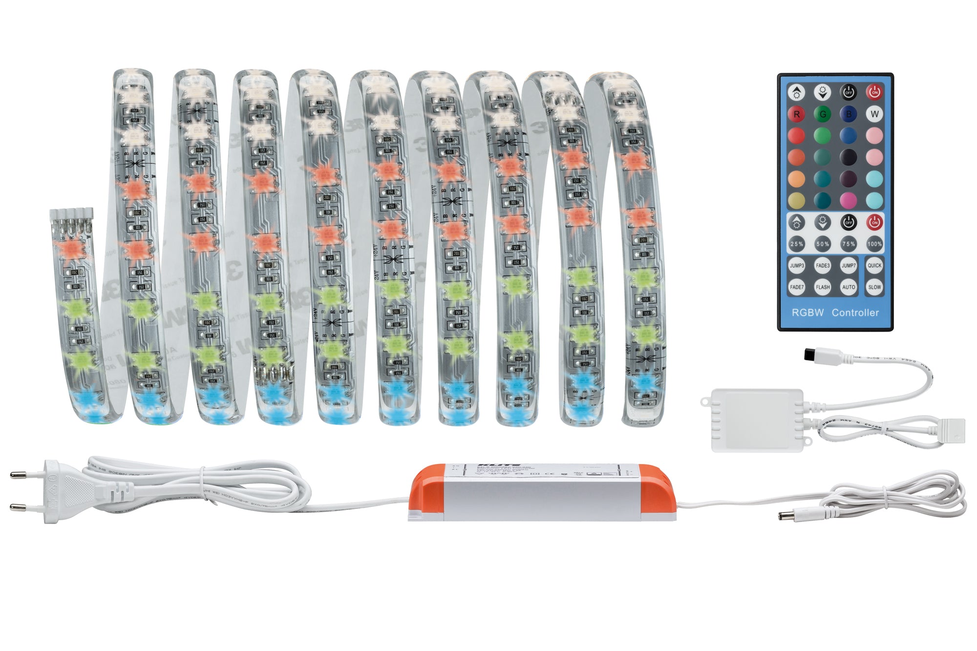 Paulmann LED-Strip MaxLED – Set, 3 m, 1260 lm, 36 W, RGBW, 2700 K, dimmbar, weiss, Netzteil, Fernbedienung