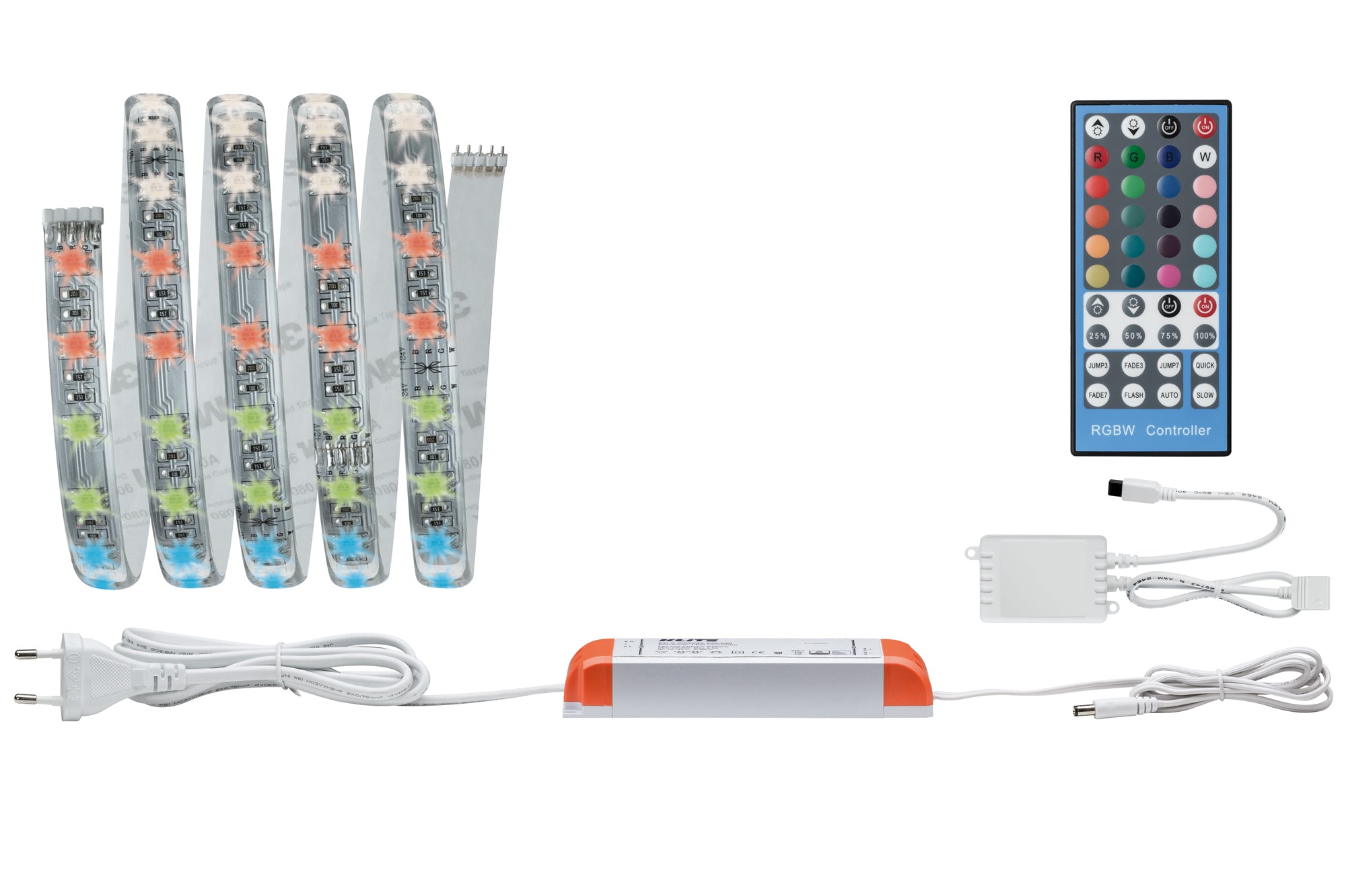 Paulmann LED-Strip MaxLED RGBW Starterset – 1,5 m, 630 lm, 18 W, RGB + 2700 K, dimmbar, weiss