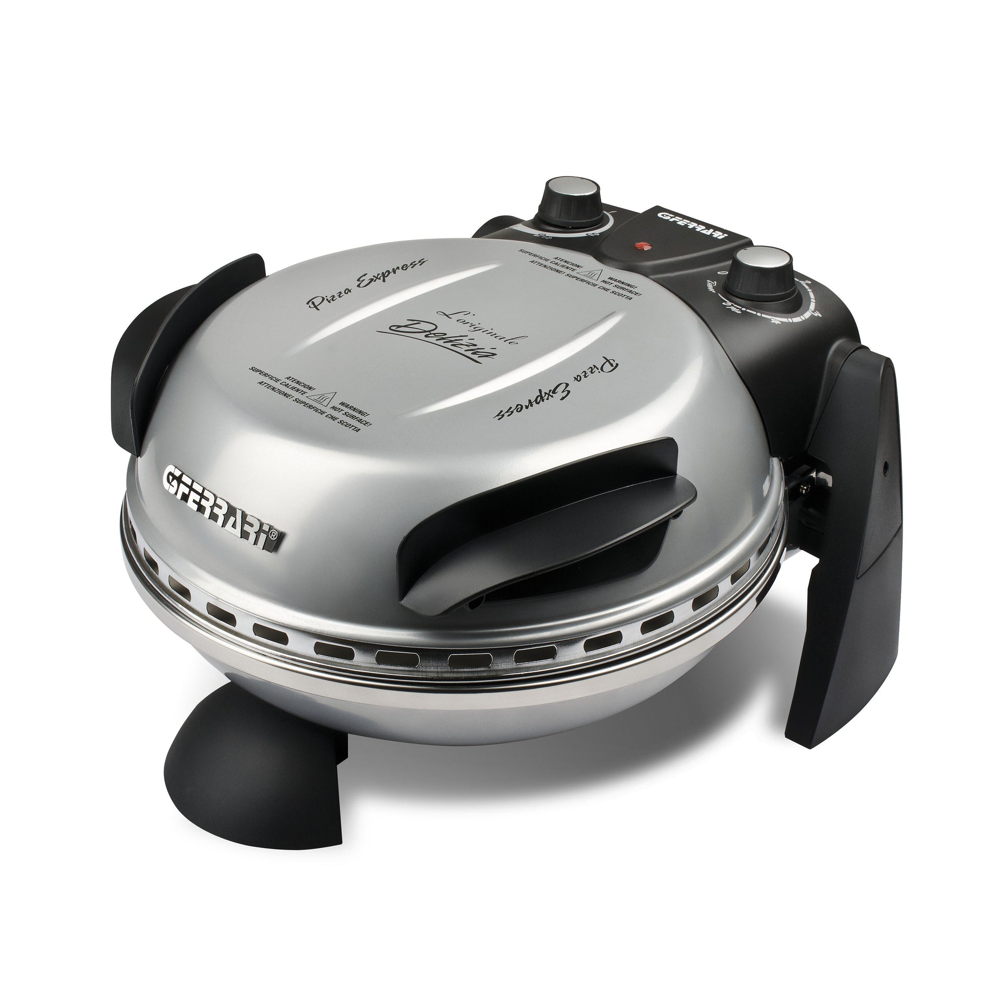 G3 Ferrari Pizzaofen Delizia (G1000606) – 1 Pizza, Ø 31 cm, 1200 W – schwarz/silber, Edelstahl