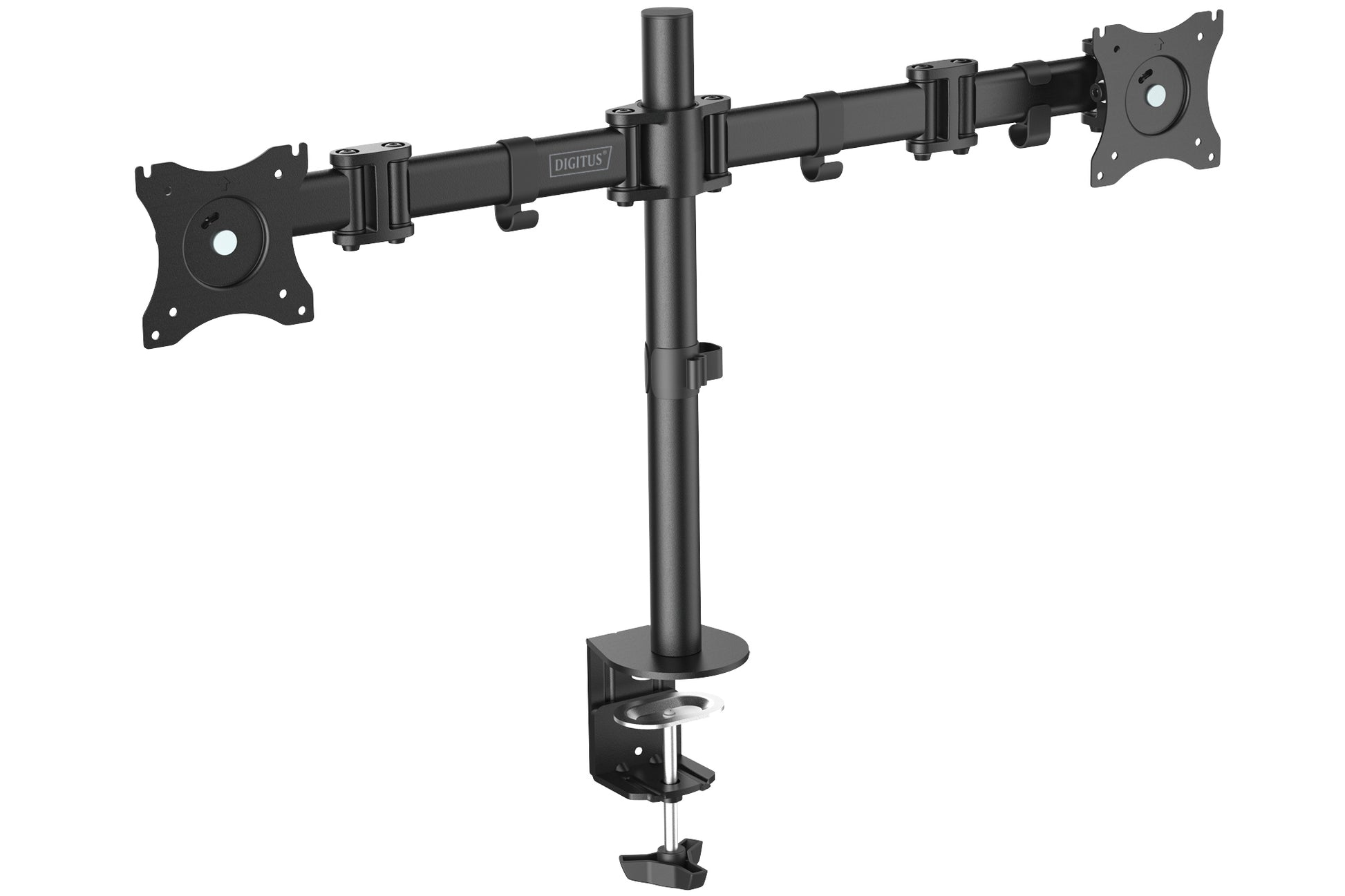 Digitus Tischhalterung, Dual, Tischklemme, bis 27", VESA 75 × 75/100 × 100 mm, 8 kg, 360° drehbar, Schwarz