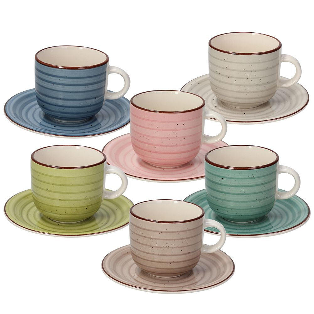 Tognana Porcellane Tognana Kaffeetassen-Set Louise – 6er Set, 220 ml, Ø 17 cm, Steingut, spülmaschinenfest, mikrowellengeeignet