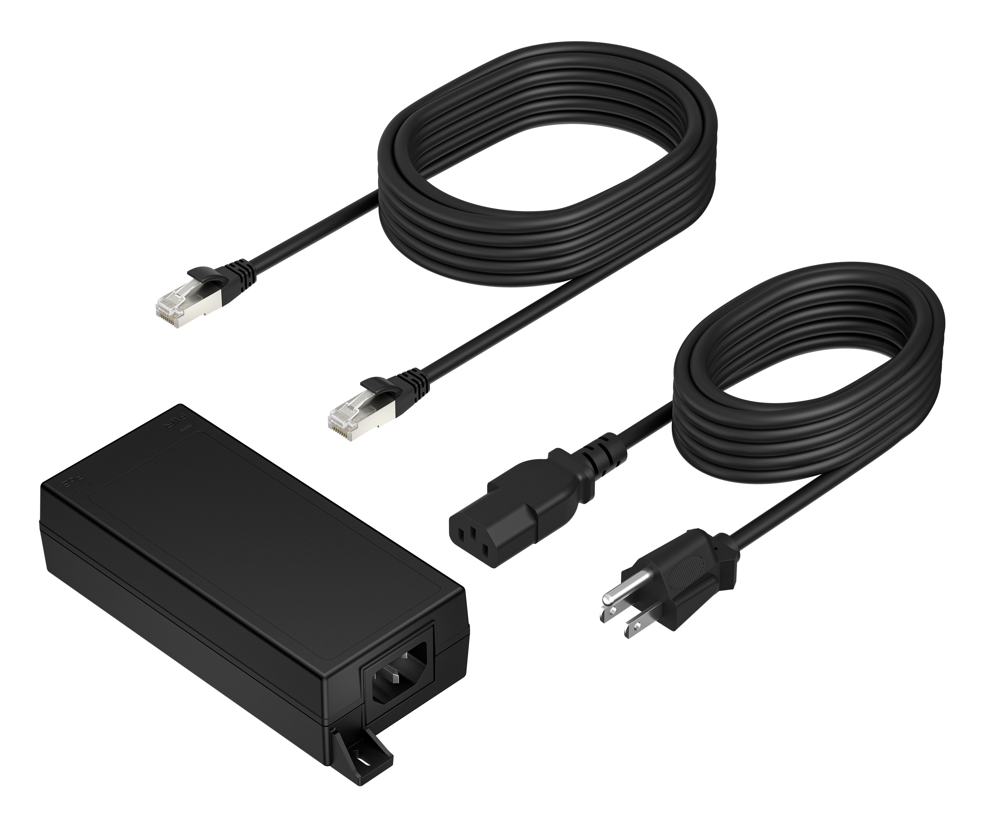 Poly PoE++ 2,5 Gbit/s Adapter für Laptop – 65 W, inkl. 3,66 m Cat6A & Netzkabel, Schwarz