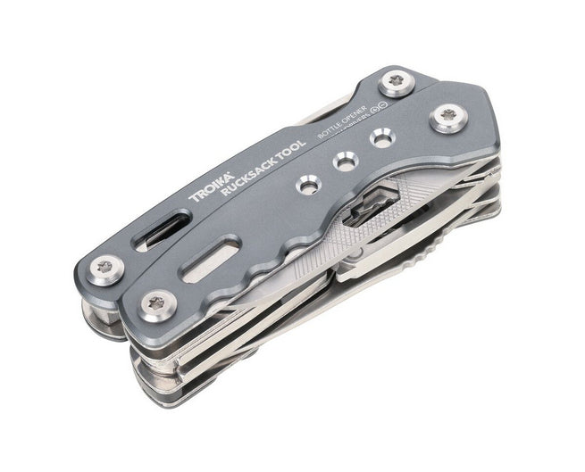 TROIKA Multitool – 15 Funktionen, Taschengrösse, mit Zange, Messer, Säge, Aluminium/Edelstahl