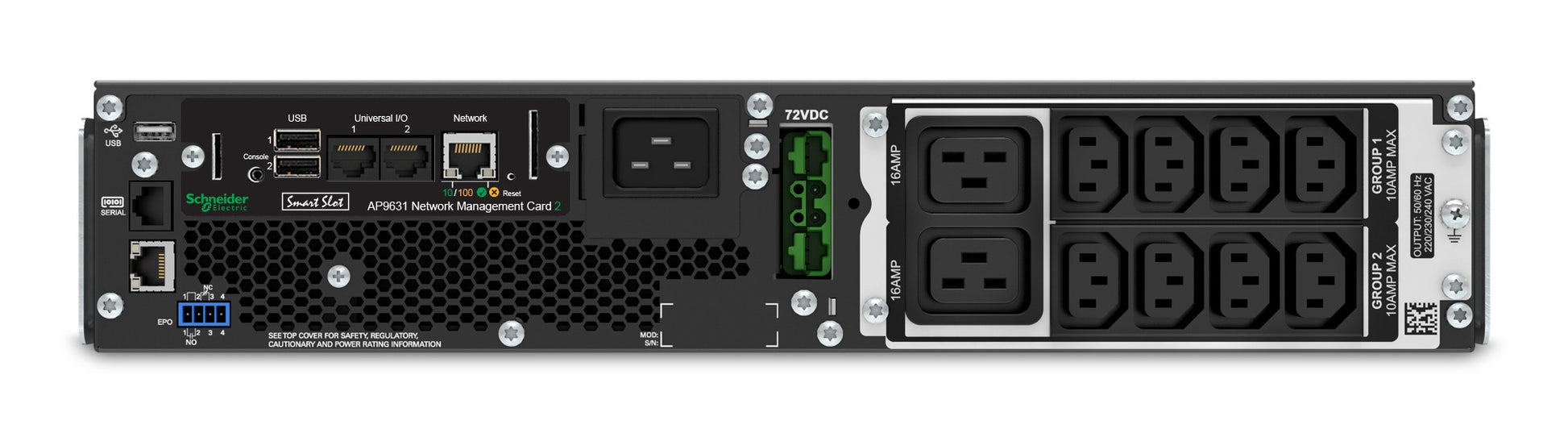 APC Smart-UPS SRT2200RMXLI-NC – USV Online (Doppelwandler), 2,2 kVA/1980 W, Rack 2U, VRLA, SmartSlot, LCD
