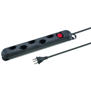 Steffen STEBA STRONG Steckdosenleiste, 5×T13, mit Schalter, 3 m, Magnet, IP20 – Schwarz