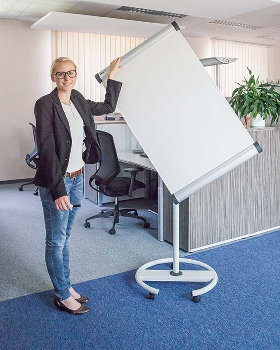 MAUL Flipchart solid flip2use – 66 × 97 cm, weiss, Metall