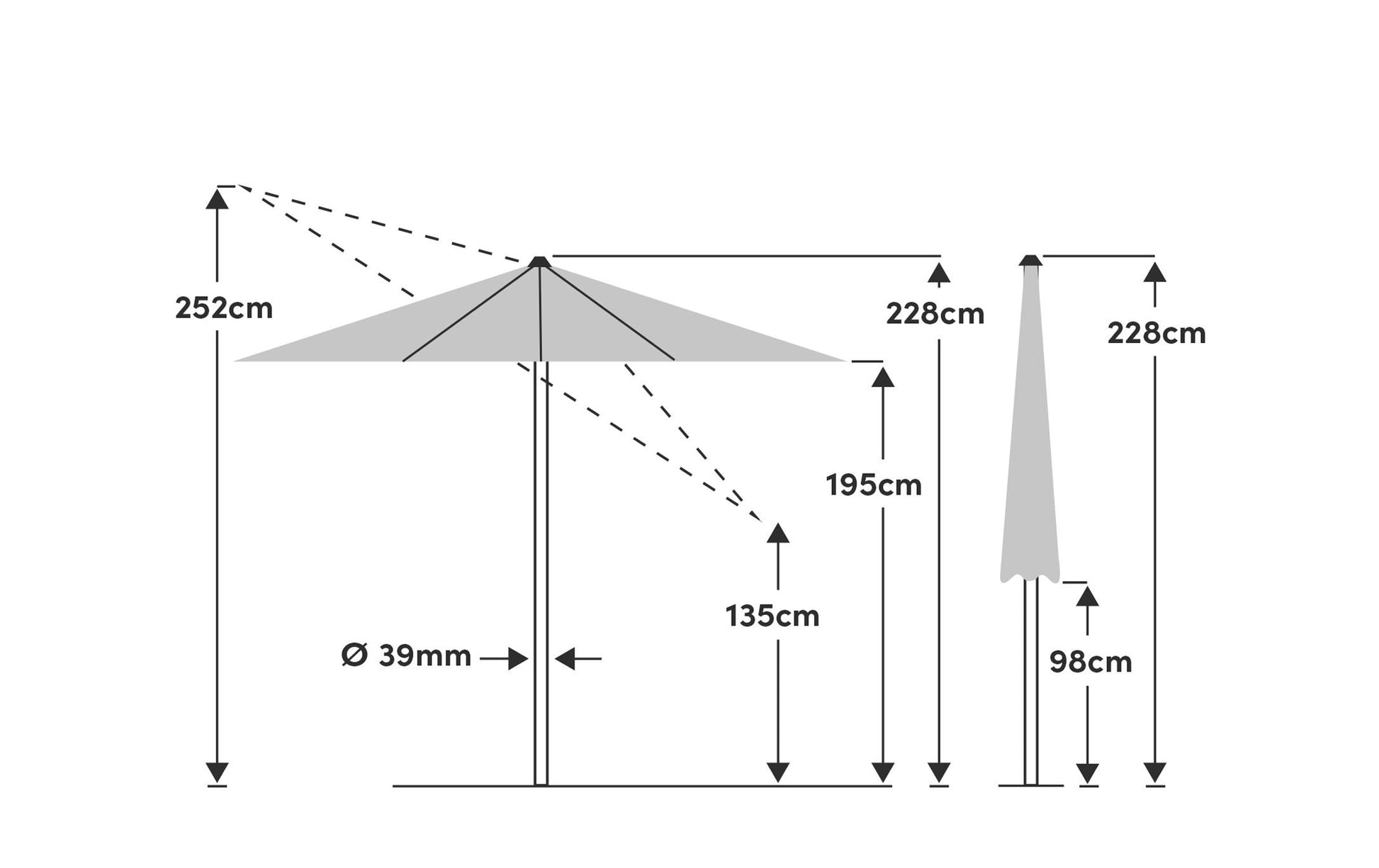 Suncomfort by glatz Stockschirm SLide Aurora – Ø 250 cm – Sandweiss