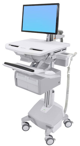 Ergotron StyleView SV44-12C2-C – Computerwagen mit LCD-Arm, 2 Schubladen, bis 24,0", Grau/Weiss, CH-Stecker