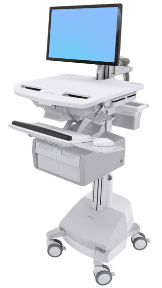Ergotron StyleView SV44-12C1-C – Computerwagen mit LCD-Arm, 2 Schubladen, bis 24,0", Grau/Weiss