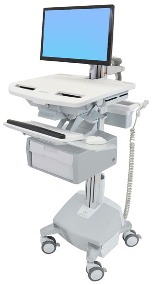 Ergotron StyleView SV44-12B2-C – Computerwagen mit LCD-Arm, 1 Schublade, mit LiFe-Akku, bis 24", Grau/Weiss