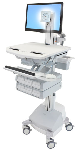 Ergotron StyleView SV44-1361-C – Computerwagen mit LCD-Pivot, 6 Schubladen, mit SLA-Akku, bis 24", Grau/Weiss