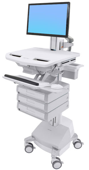 Ergotron StyleView SV44-1331-C – Computerwagen mit LCD-Pivot, 3 Schubladen, bis 24", Grau/Weiss