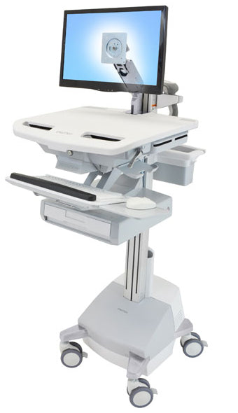 Ergotron StyleView SV44-1211-C – Computerwagen mit LCD-Arm, 1 Schublade, mit SLA-Akku, bis 24,0", Grau/Weiss