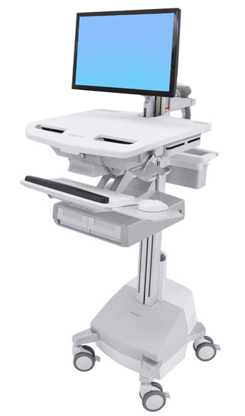 Ergotron StyleView SV44-12A1-C – Computerwagen mit LCD-Arm, 2 Schubladen, mit SLA-Akku, bis 24", Grau/Weiss
