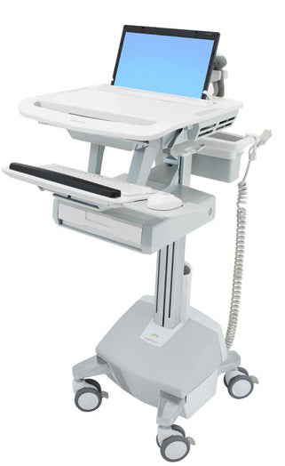 Ergotron StyleView SV44-1112-C – Laptop-Computerwagen, 1 Schublade, mit LiFe-Akku, CH-Stecker, Grau/Weiss