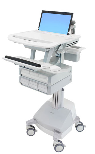 Ergotron StyleView SV44-1161-C – Laptop-Computerwagen, 6 Schubladen, mit SLA-Akku, Grau/Weiss, CH-Stecker