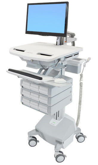 Ergotron StyleView SV44-1292-C – Multimedia-Wagen, 9 Fächer, Aluminium, Grau, Weiss, Höhenverstellbar