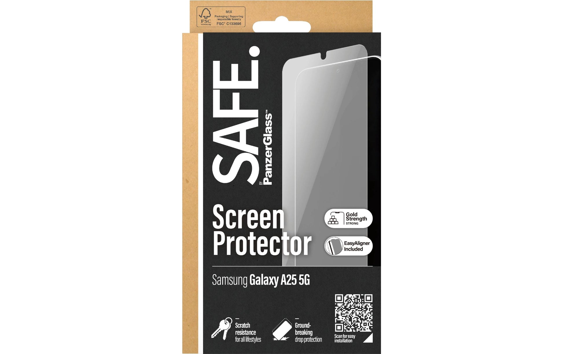PanzerGlass SAFE. – Displayschutz (Panzerglas), Ultra-Wide Fit – für Galaxy A25 5G – mit Applikator