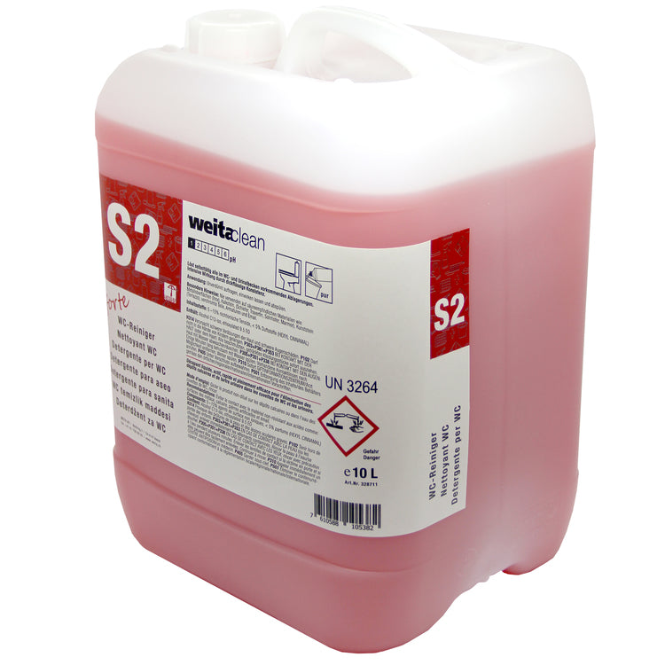 Weitaclean S2 WC-Reiniger/WC-Entkalker für WC-Schüsseln und Pissoiranlagen – Forte, Gel, Kanister – 10 l