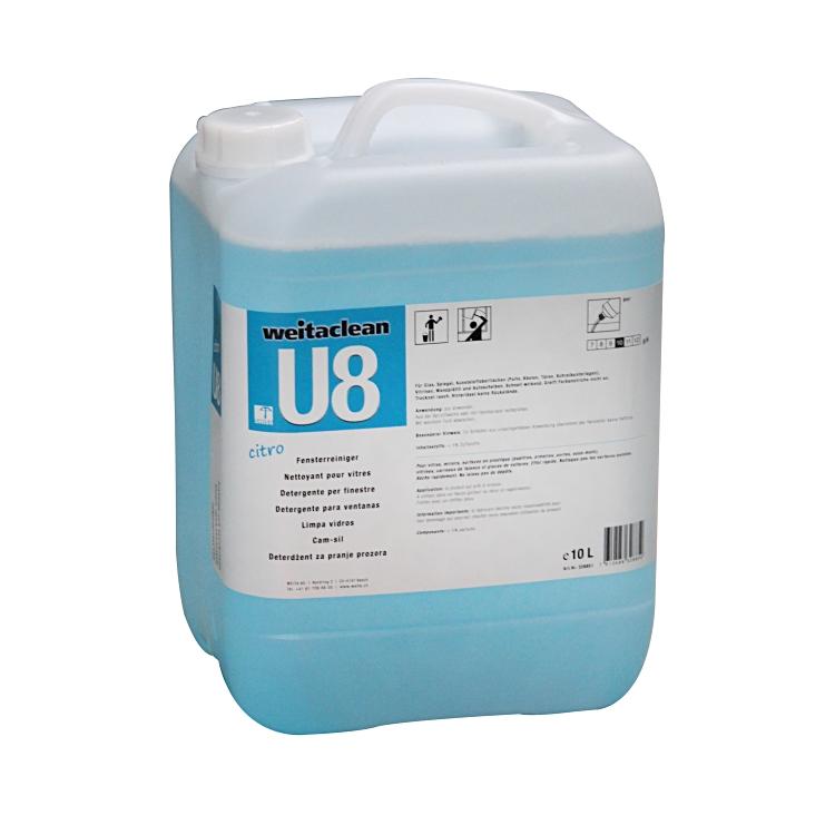 Weitaclean U8 Glas-/Oberflächenreiniger für Glas, Spiegel, Kunststoffoberflächen – Citro, Kanister – 10 l