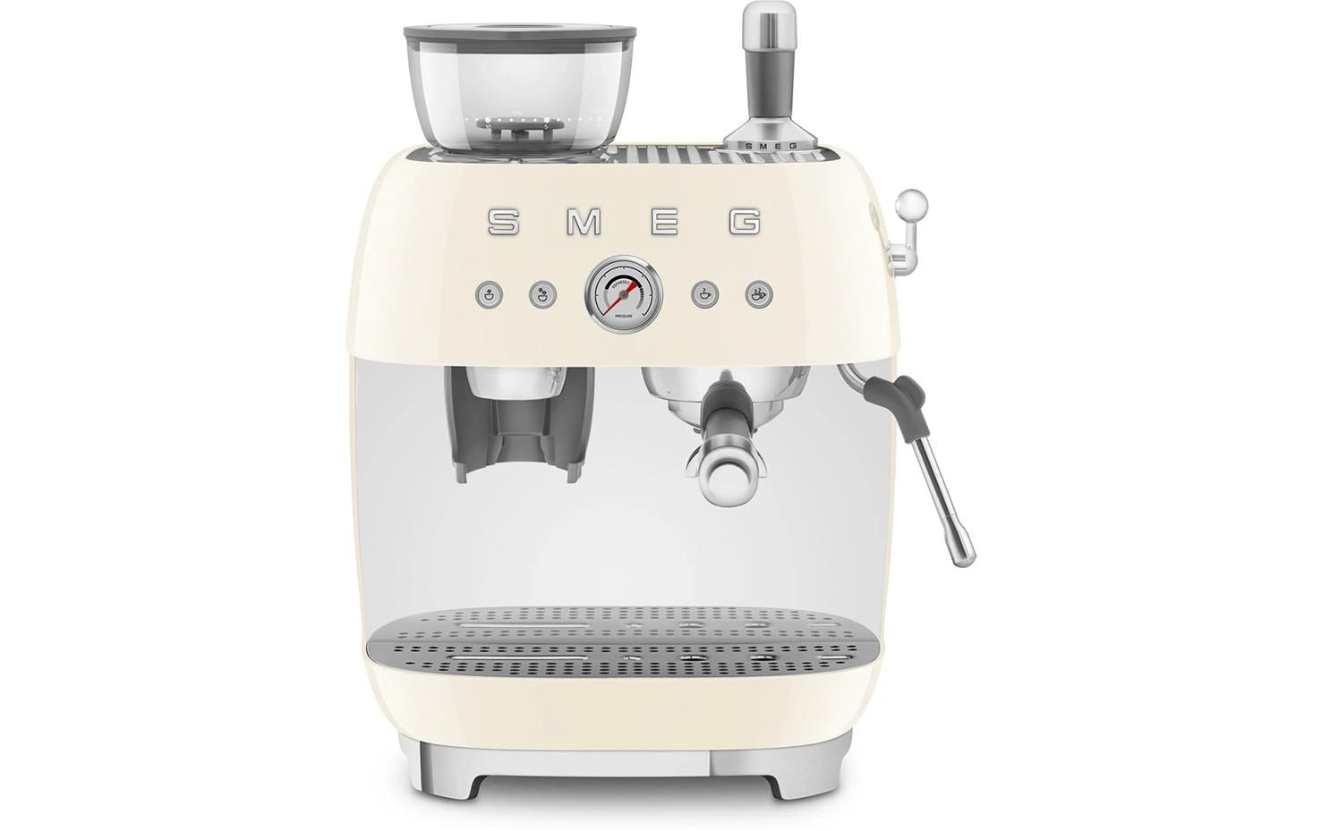 Smeg 50's EGF03CREU Siebträgermaschine – 15 bar, 2,4 l, 250 g, Kegelmahlwerk, Crème