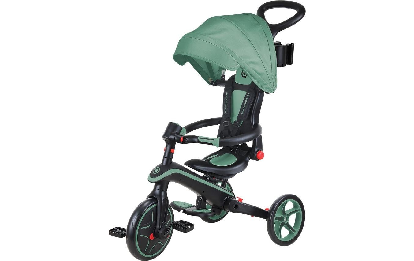 Globber Trike Explorer 4-in-1 Aufsitzlaufrad – Push & Pedal, verstellbarer Sitz, faltbar – 15 kg – Olivgrün